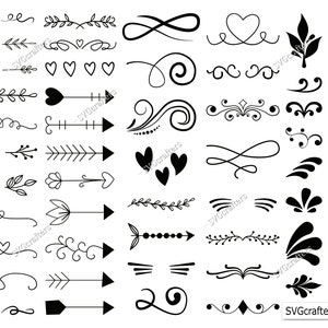 54+ dekorative Elemente svg, Ornamente svg, Schnörkel svg, Swirls svg, Dividers Borders svg, Textdekorations svg, Flourishes svg,
