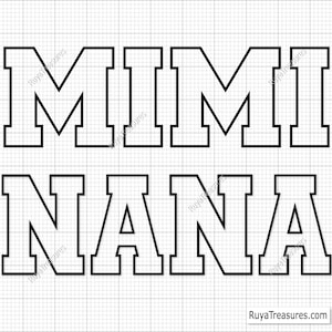 Mimi e Nana Varsity Svg, Mimi Varsity Curved Svg, Nana Varsity Letters Svg, Mimi Varsity Font Svg, Nana Mini Est Svg, Nana Lightning Svg