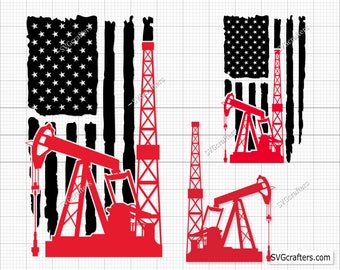 Oilfield flag svg, Oilfield worker svg, American flag Oilfield svg, Oilfield svg, Oilfield flag - Printable, Cricut & Silhouette file