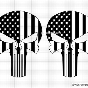 American Punisher Flag svg, Punisher svg, Punisher skull svg, skull svg, sugar skull svg, the punisher svg - Printable, Cricut & Silhouette