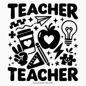Professor SVG, Paz, Amor, Ensino SVG, Peça de Quebra-cabeça SVG, Professor de Café SVG, Apple Pencil SVG, Escola SVG, Professor de Autismo SVG, Sala de Aula SVG