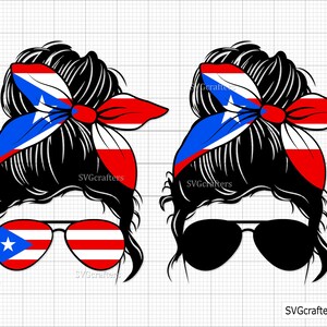 Bundle Puerto Rico Momlife svg, Messy Bun Puerto Rico svg, Puerto rico svg, Puerto rican svg, puerto rico png-Printable, Cricut & Silhouette