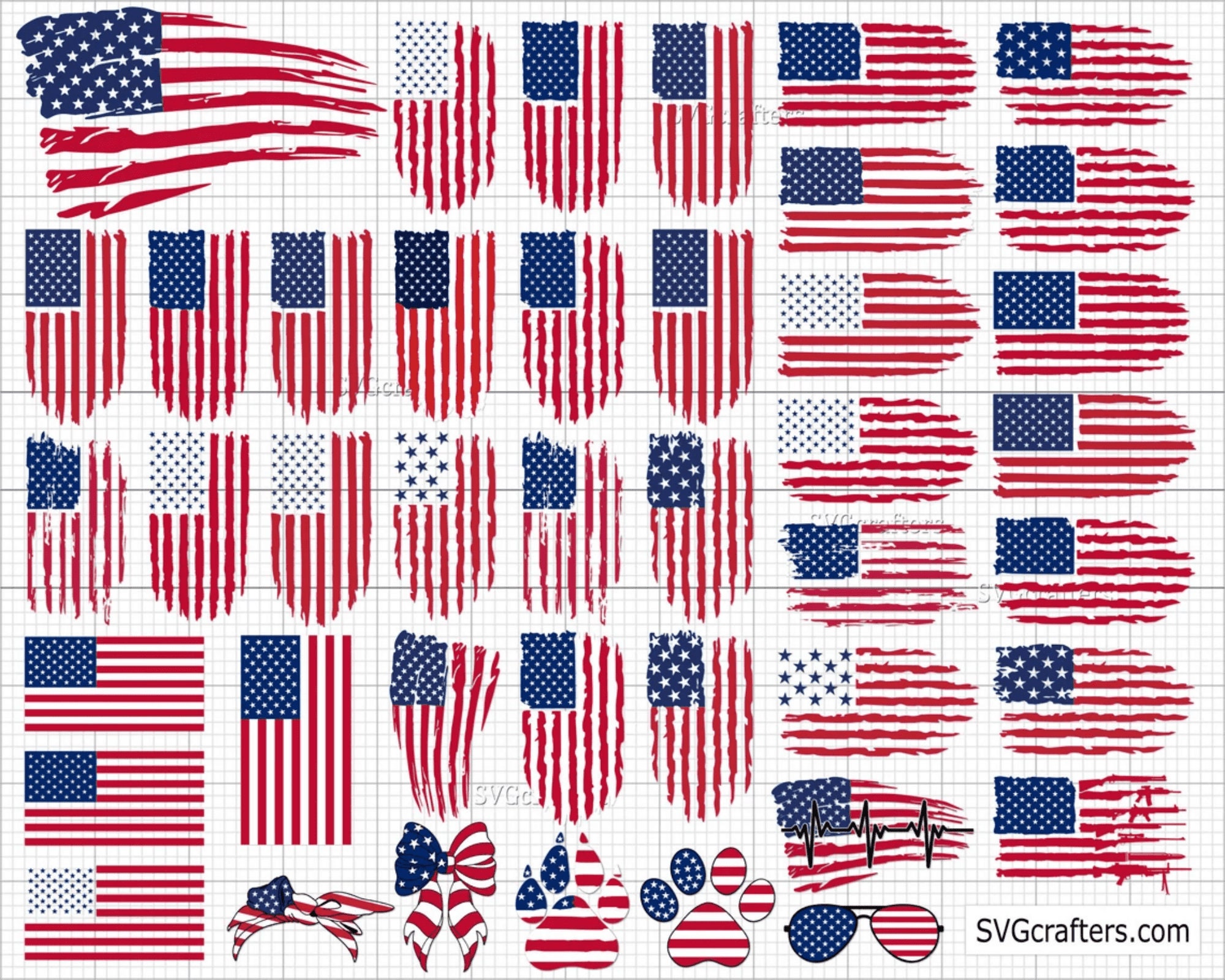 American Flag Svg Us Flag Svg Distressed Flag Svg Grunge - Etsy