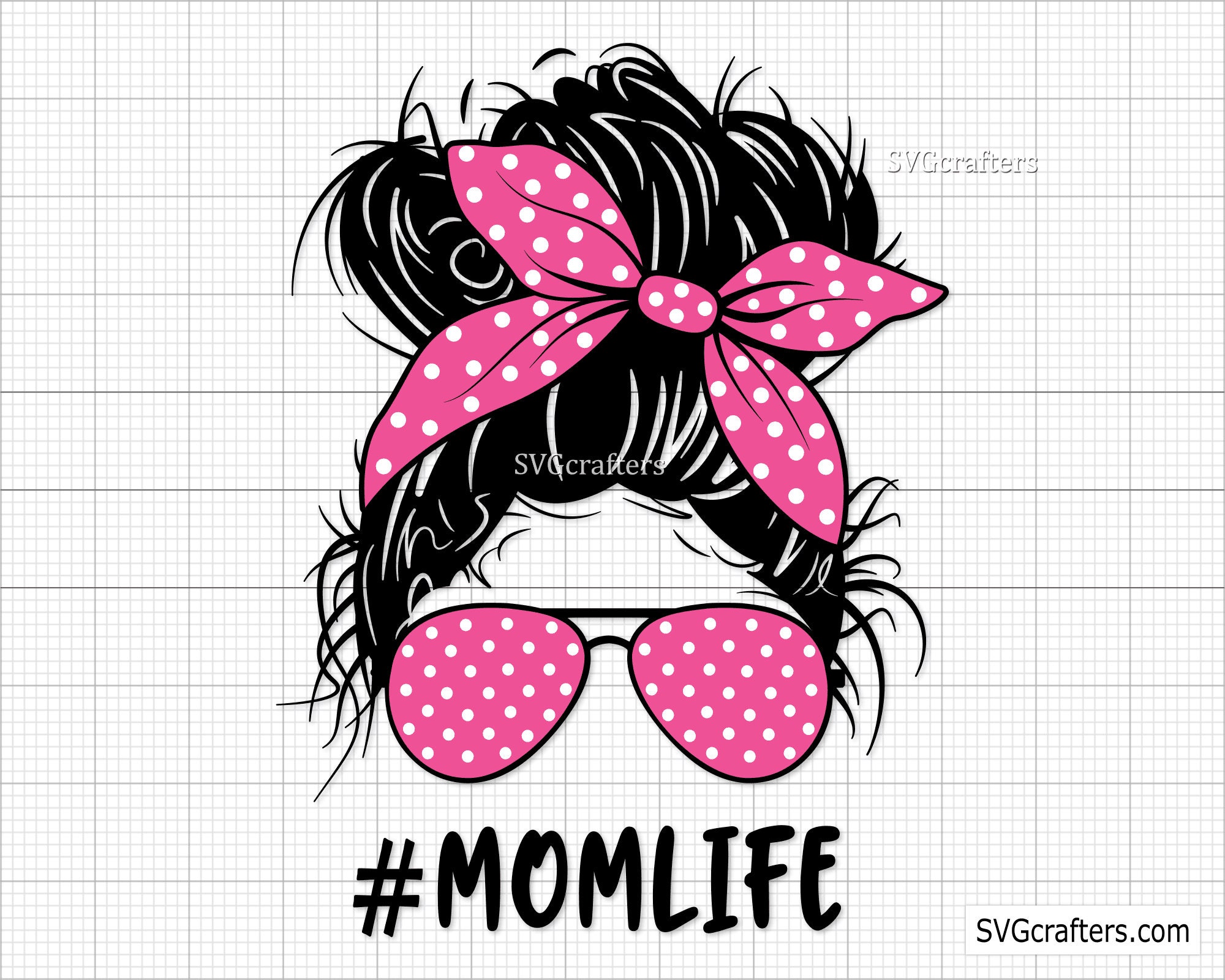 Messy Bun Svg Messy Bun With Glasses Svg Momlife Svg Mom Etsy 