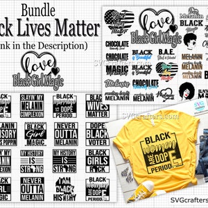 Bundle schwarz Leben Materie svg, Blm svg, schwarzes Mädchen Magie svg, schwarze Geschichte svg, Melanin svg, afrikanisches svg - Printable, Cricut & Silhouette