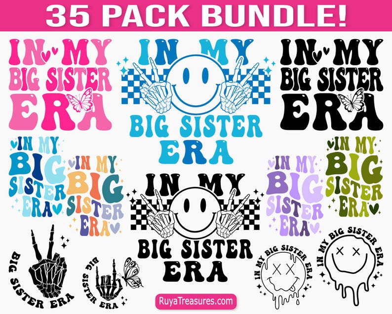 In My Big Sister Era Svg Bundle, Big Sister Svg, Sibling Svg, Family ...