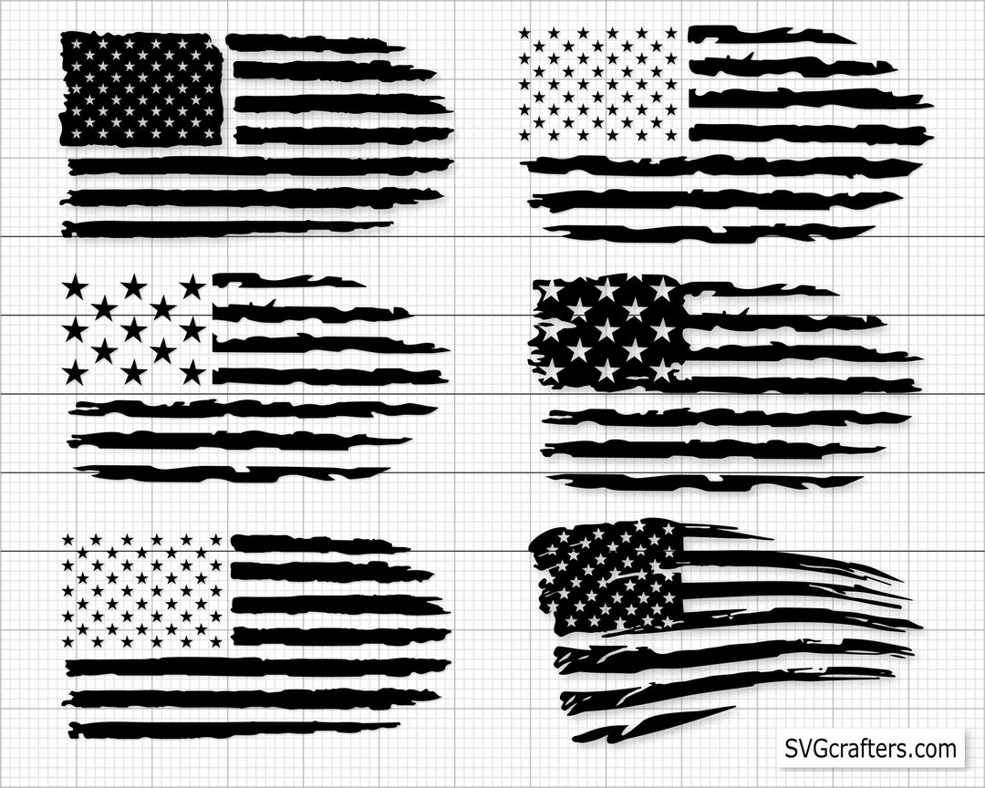 Distressed American Flag Bundle Svg, 4th of July Svg, Distressed Flag ...