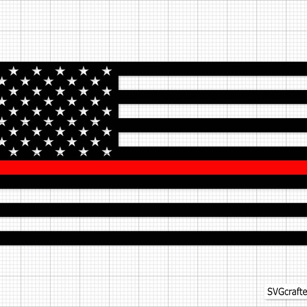 Thin Red Line Svg, Firefighter Svg, Fireman Svg, Fire Department Svg, firefighter flag svg - Printable, Cricut and Silhouette cut Files