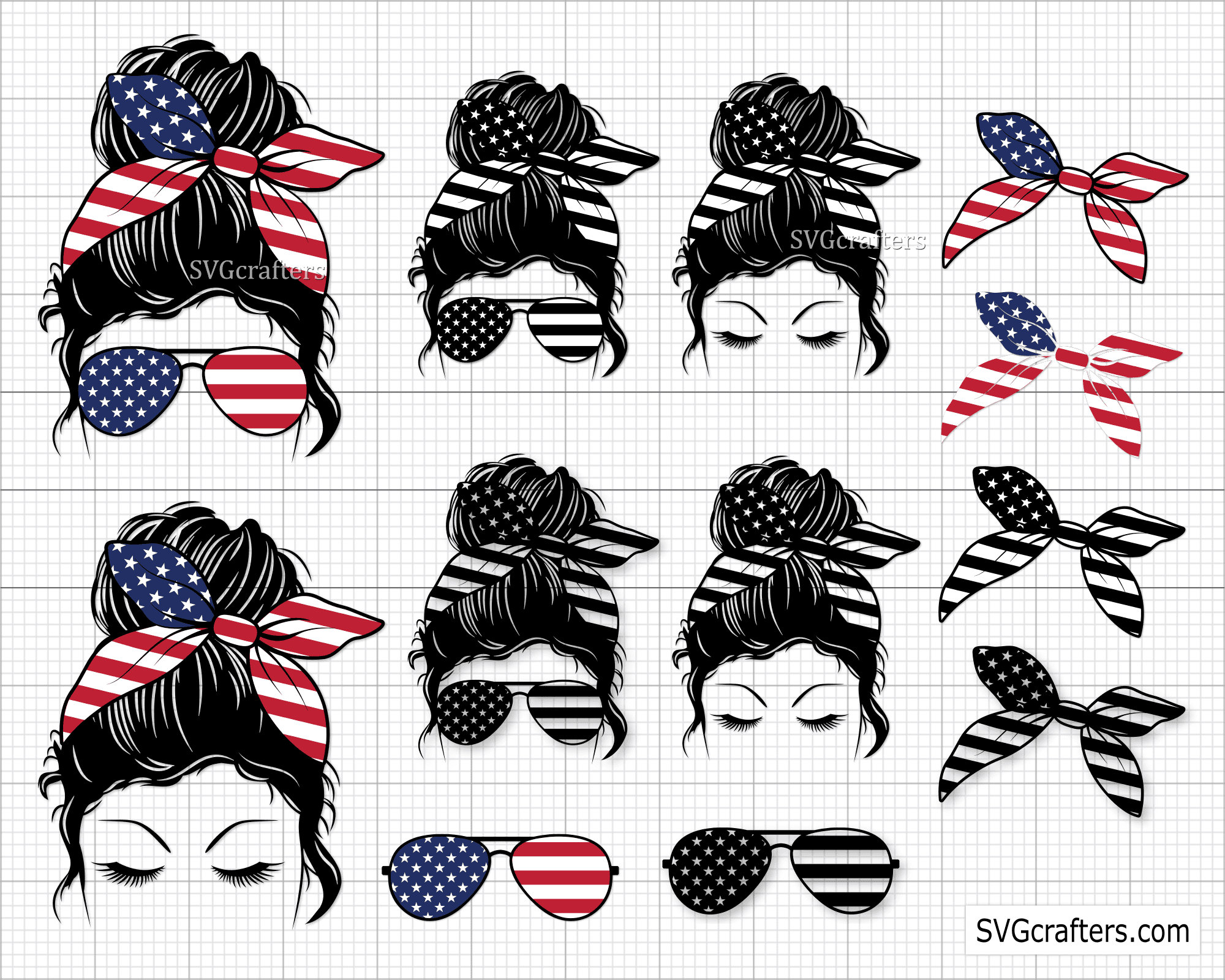 USA mom bun svg, american flag mom bun SVG, USA t-shirt cut file, pat…
