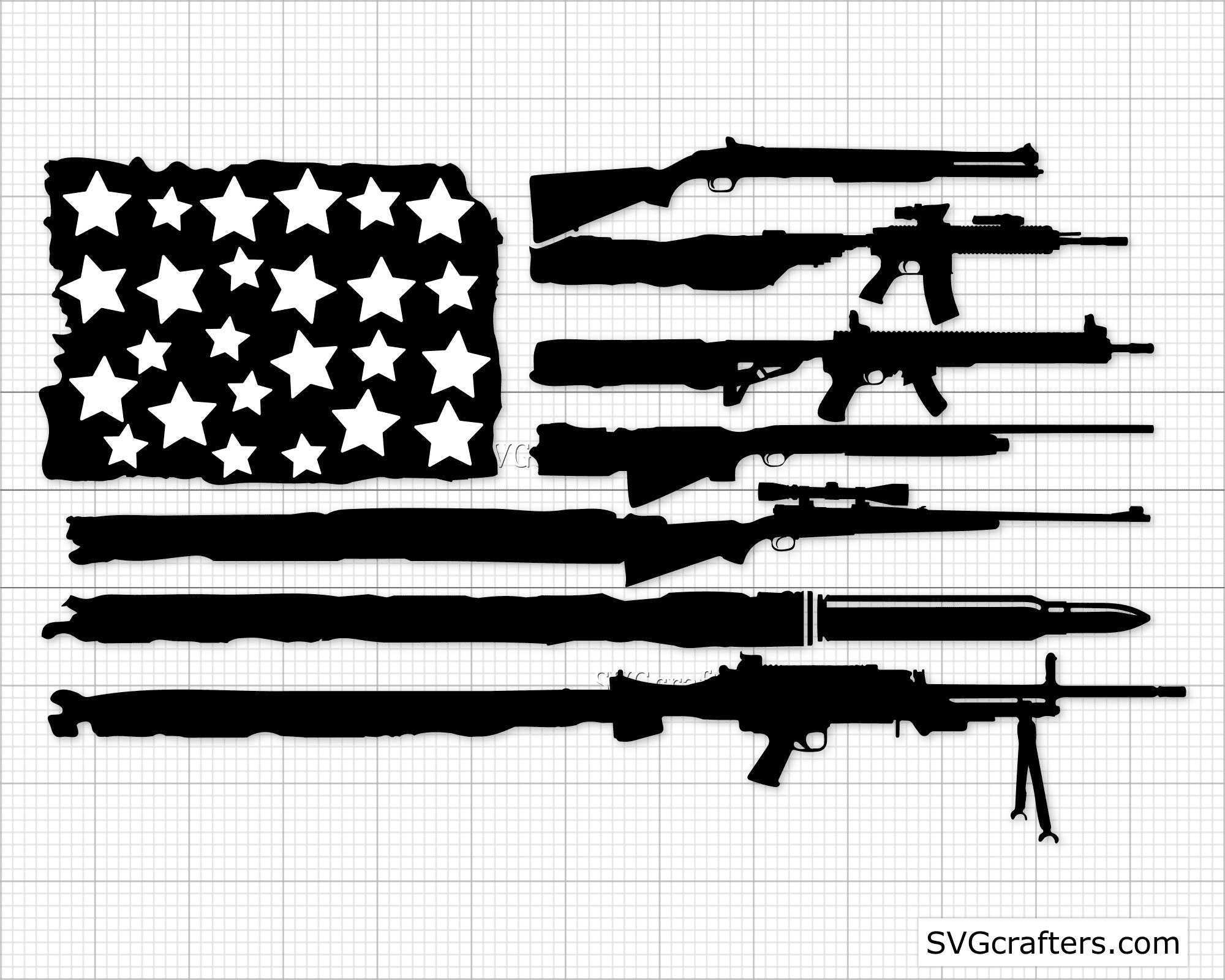 Gun Flag Svg American Flag Made With Guns Svg Gunflag Svg Rifle Flag ...