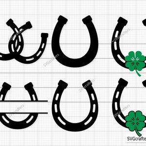 Herradura de 4 hojas svg, contorno de trébol SVG, archivos svg de herradura, trébol de 4 hojas svg, clipart de trébol - Archivos imprimibles, de Cricut y Silhouette