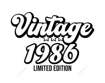 Vintage 1986 Svg, 40th Birthday Svg, 40th Svg, 40th Cut File for Cricut, Aged to Perfection Svg - Printable, Cricut & Silhouette Cut Files