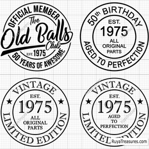 50. Geburtstags-Svg, offizielles Mitglied des Old Balls Club Est 1975, 50