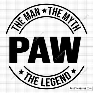Paw the Man de mythe de legende Svg Png, Pawpaw Svg, Vaderdag Svg, Daddy Svg, Vaderdag Svg, zwarte vader Svg, opa Svg, Papa Svg