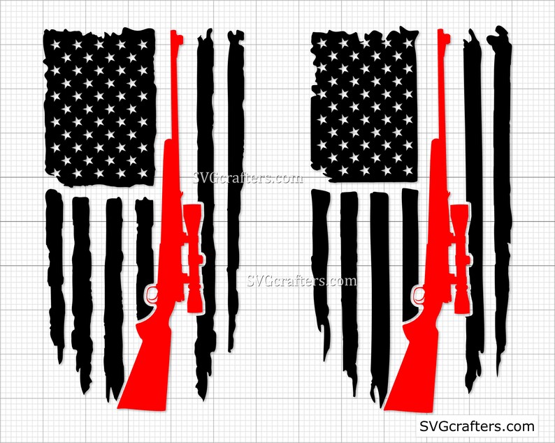 American Distressed Hunting Svg Rifle Flag Svg Deer Svg - Etsy
