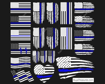 Police Svg Bundle, Back the Blue Svg, Thin Blue Line Svg, Police Officer Svg, Police Wife Svg, Distressed Flag Svg, Cricut & Silhouette File