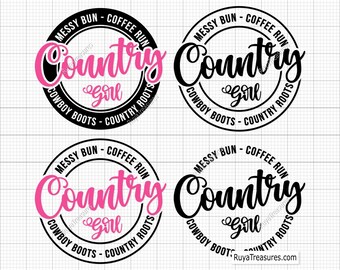 Country Girl Messy Bun Coffee Run Svg, Cowgirl Svg, Western Girl Svg, Farm Life Svg, Coffee Lover Svg, Rustic Style Svg, Southern Girl Svg