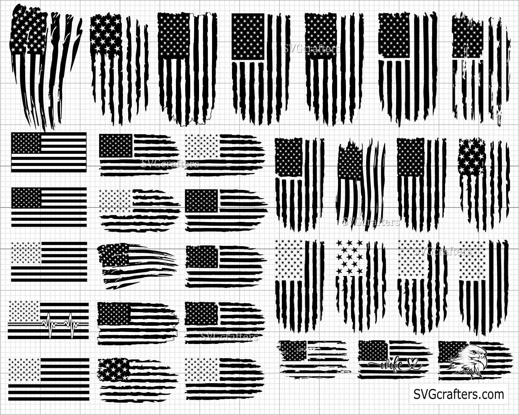 American Flag Svg Us Flag Svg Distressed Flag Svg Grunge - Etsy