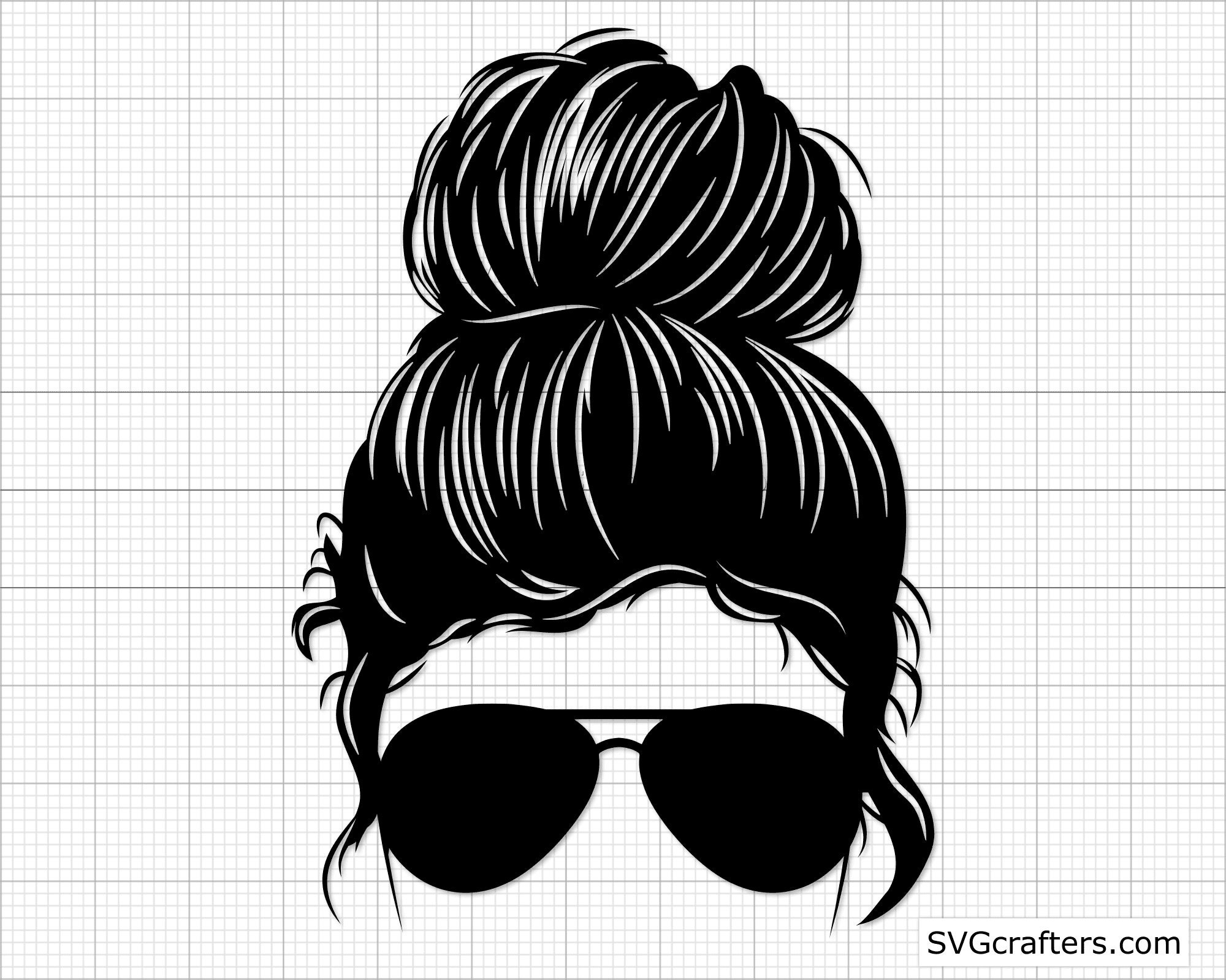 Download Messy Bun svg Messy Bun with sunglasses svg skull svg mom | Etsy