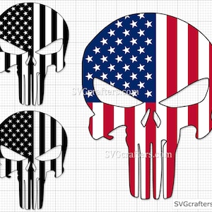 Bandiera americana Punisher svg, Punisher svg, teschio Punisher svg, teschio svg, teschio di zucchero svg, il Punisher svg - Stampabile, Cricut e Silhouette