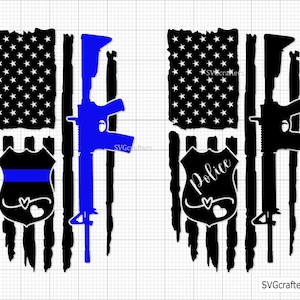 Distressed Flag with Police badge Svg, Police svg, Back the blue svg, Police officer svg, Police wife svg - Printable, Cricut & Silhouette