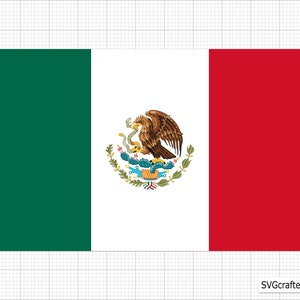 May include: The Mexican flag features a green, white, and red horizontal tricolor. The white band has the national coat of arms, which depicts a golden eagle perched on a cactus, with a snake in its beak. The eagle is standing on a rock, with a banner that reads "Estados Unidos Mexicanos".