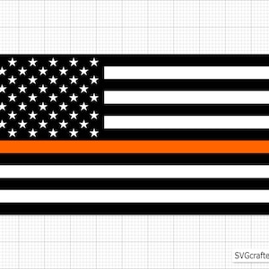 Amerikanische dünne orange Linie svg, Such und Rettung svg, amerikanische Flagge svg, Feuerwehr svg - Printable, Cricut und Silhouette cut Files