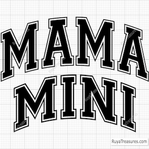 Mama e Mini Varsity Svg, Mama Varsity Curvo Svg, Mama Varsity Letras Svg, Mama Varsity Fonte Svg, Mama Mini Est Svg, Mama Lightning Svg