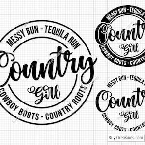 Country Girl Messy Bun Tequila Run Svg, Svg country, Cowgirl Svg, Svg Tequila Run, Southern Girl Svg, Petite fille de ville Svg, Svg musique country