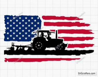 American Farm Tractor Svg, US Tractor Svg, Farm Tractor Png, Tractor Clipart, Tractor Svg, US distressed flag svg, Tractor Cut Files