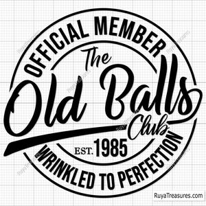 40e anniversaire froissé à la perfection 1985 Svg, membre officiel du Old Balls Club Est 1985, 40e Svg, ancien numéro 40 Svg, vintage 1985 Svg