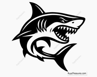 Shark Svg, Fierce Shark Clipart, Ocean Predator Silhouette, Marine Animal Cut File, Sea Creature Illustration, Shark Graphic, Shark Outline