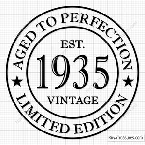 90e verjaardag Svg Png, 90e Svg, Aged to Perfection Svg, 90 and Fabulous Svg, Vintage 1935 Svg - afdrukbaar, Cricut & Silhouette Cut-bestand
