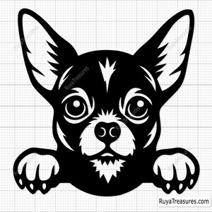 Chihuahua Svg Png, Cute Chihuahua Dog Svg, Chihuahua Face Svg, Peeking Dog Svg, Small Dog Clipart, Puppy Silhouette Svg, Dog Lover Svg