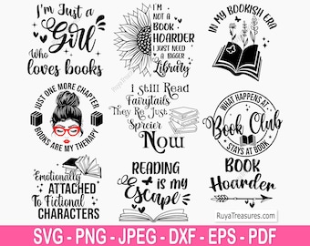 Book Lover Svg Bundle, Book Bundle, Reading Svg, Reading Books Svg, Librarian Svg, Books Svg, Book Lover Shirt, Smut Book Png, Bookish Svg