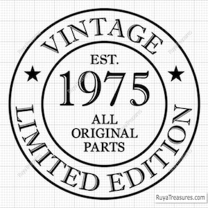 50. Geburtstags-Svg Png, 50. Geburtstags-Svg, 50 und fabelhaftes Svg, Vintage 1975 Svg - Printable, Cricut & Silhouette Cut-Datei