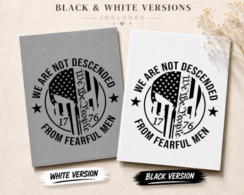 We Are Not Descended From Fearful Men Svg, 2nd Amendment Design, 1776 Patriotic Skull Graphic, Freedom Rights Artwork, Liberty Cut File image 2