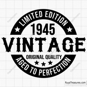 80e verjaardag Svg Png, 80e Svg, Aged to Perfection Svg, 80 and Fabulous Svg, Vintage 1945 Svg - afdrukbare, Cricut & Silhouette Cut-bestanden