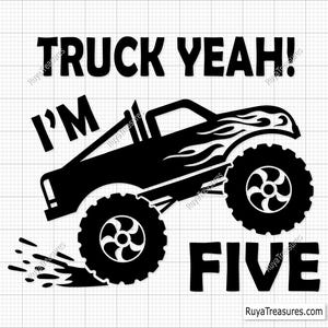 Camion ouais j'ai 5 ans Svg, camion ouais Svg, 5e anniversaire Svg Png, anniversaire de garçon chemise Svg, cinquième Svg, 5e anniversaire de garçon Svg, cinq ans Svg
