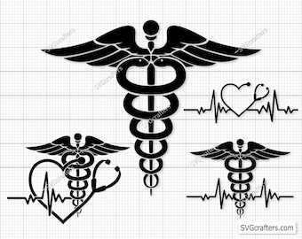 Medical Symbol SVG, Caduceus Svg, MD Svg, Star of Life Svg, Doctor Svg, Nurse Svg, Png, Eps, Dxf, Jpg instant digital download, Nurse Svg