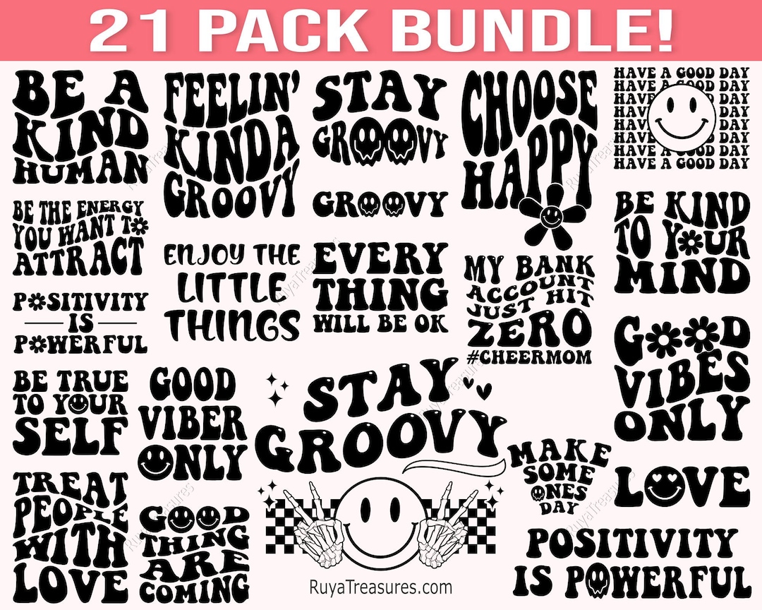 Groovy Svg Bundle, Boho Svg, Hippie Svg, Aesthetic Svg, Inspirational ...