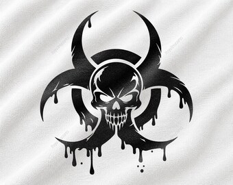 Biohazard Skull SVG, Toxic Warning Symbol Design, Horror Hazard Graphic, Dark Gothic Emblem, Creepy Halloween Artwork