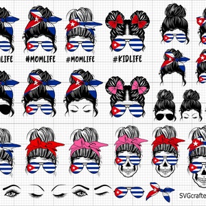 Cuban Momlife Svg Png, Cuba Bun Hair svg, Cuban flag svg png, cuban svg, cuban png, patriotic svg,latino svg- Printable, Cricut & Silhouette