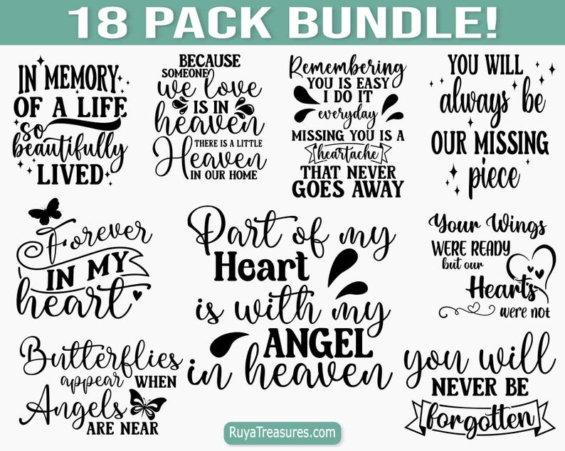 Memorial Quotes Svg Bundle