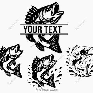 Bass Fishing Monogram Svg, vishaak Frame Svg, Largemouth Bass Svg, visserij monogram Frame Svg, Lake Life Svg, vissen papa Svg, Outdoor Svg