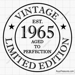 60e verjaardag Svg Png, 60e Svg, Aged to Perfection Svg, 60 and Fabulous Svg, Vintage 1965 Svg - afdrukbare, Cricut & Silhouette Cut-bestanden