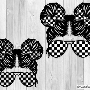 Messy Bun svg, Racing svg, Racing life svg, Checkeredflag svg, Rennauto svg - Printable, Cricut & Silhouette-Datei