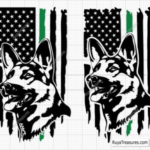 Green Thin Line German Shepherd Svg, Dog Svg, K9 Svg, Dog Face Svg, Paw Print Svg, Dog Lover Svg, Dog Svg Files, Cricut & Silhouette File