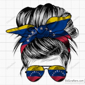 Venezuela Messy Bun PNG, Messy Bun Venezuela Flag Png, Venezuela png, Venezuela flag, latino svg - Clipart, Printable, Sublimation file