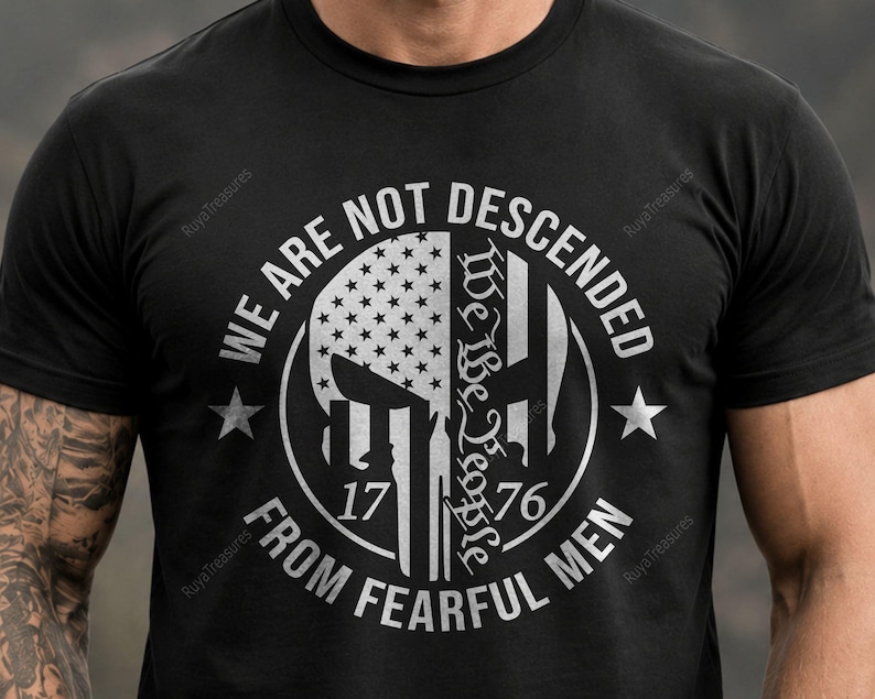 We Are Not Descended From Fearful Men Svg, 2nd Amendment Design, 1776 Patriotic Skull Graphic, Freedom Rights Artwork, Liberty Cut File image 4